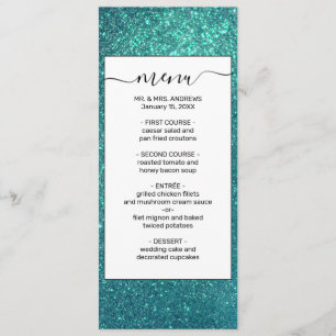 Menu Brilhante Azul-Teal Elegante Chic