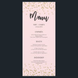 Menu Brilhante rosa e Dourado<br><div class="desc">Projetado para coordenar com a nossa coleção de casamento Rosa e Dourada Glitter, esta placa de menu personalizável que corresponde apresenta uma borda dourada com fundo rosa. Para personalização mais avançada deste design, clique no botão "PERSONALIZAR" acima. Por favor, note que o brilho é como efeito impresso e não como...</div>