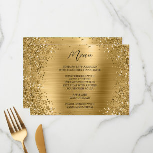 Menu Brilho Dourado Curvado e Folha Metálica