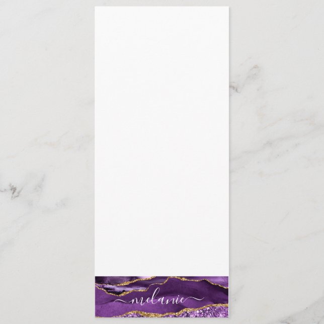 Menu Brilho Dourado Roxo com Nome Personalizado (Frente)