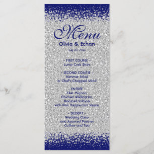 Menu Brilho e azuis marinhos de prata elegantes