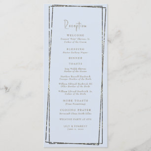 Menu Brinquedos de Casamento de Recepção Azul Elegante