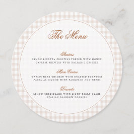 Menu Brown Gingham Teddy Bear Neutral Baby Shower Paper