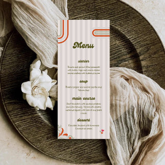 Menu Brown & Green Retro Illustrated | Dinner Wedding