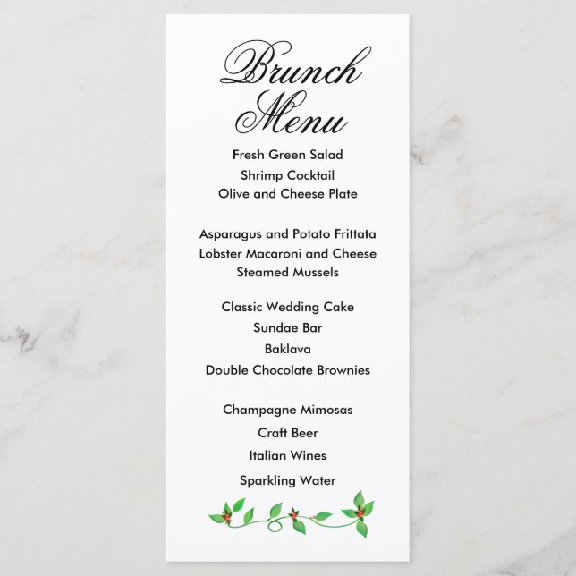 Menu Buds Rosa no Casamento de Ivy Verde (Frente)