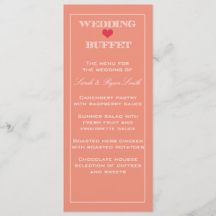 Menu Buffet de Casamento de Peach & Red Heart