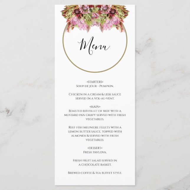 Menu Buquê de Noiva com Flores Silvestres Rústicas (Frente)