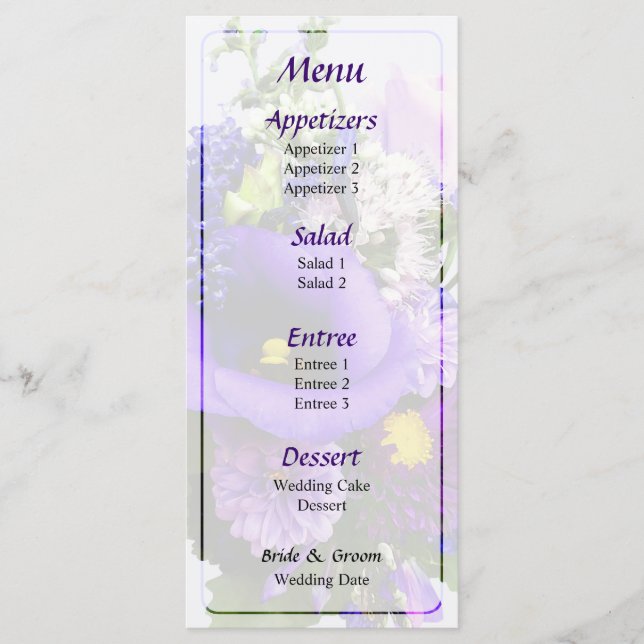 Menu Buquê Roxo W Lírios & Delfinium (Frente)