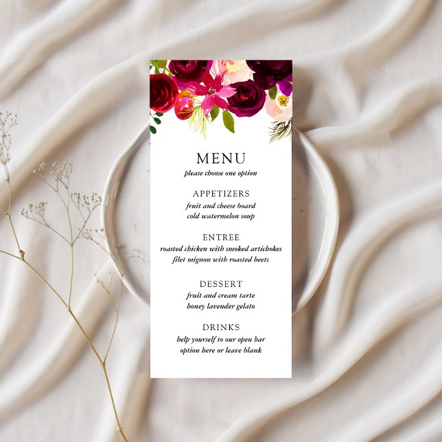 Menu Burgundy & Blush Wedding (Criador carregado)