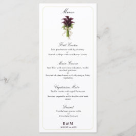 Menu Burgundy Calla Lily Wedding Bouquet Ivory Ribbon 