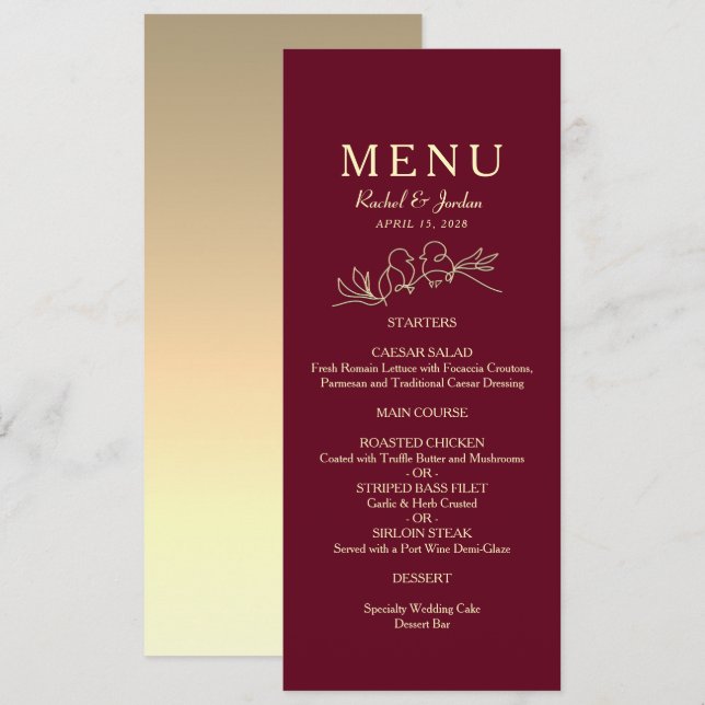 Menu Burgundy Wedding (Frente/Verso)