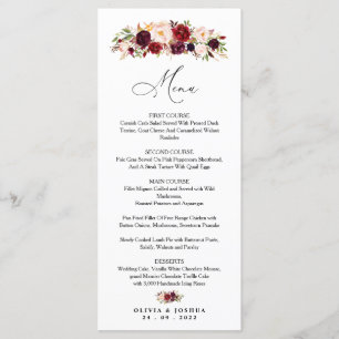 Menu Burgundy Wedding, Floral