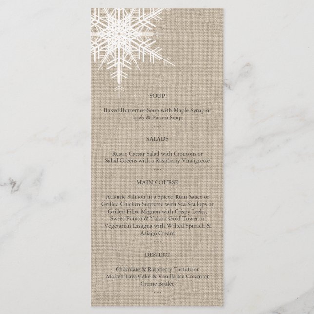 Menu Burlap Snowflake (Frente)