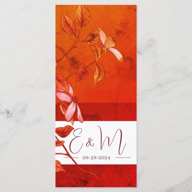 Menu Burnt Orange Terracotta Floral (Verso)