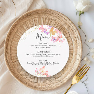 Menu Butterfly Skies Coral Gold Confetes Cardápio Redon