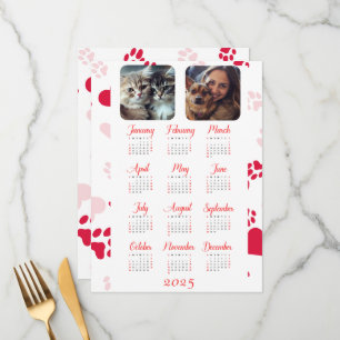 Menu Calendário anual personalizável com impressões de
