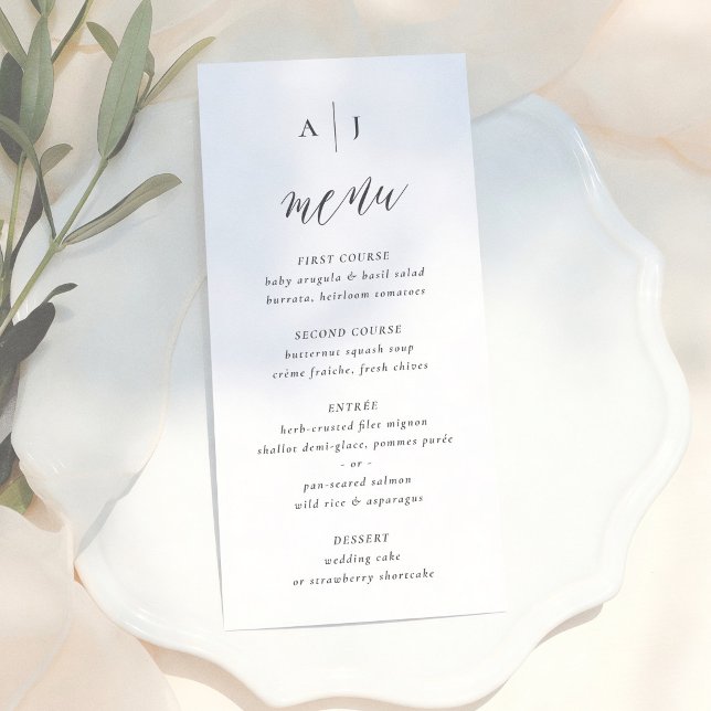 Menu Caligrafia de Monograma de Casamento com Letra Sim (Criador carregado)