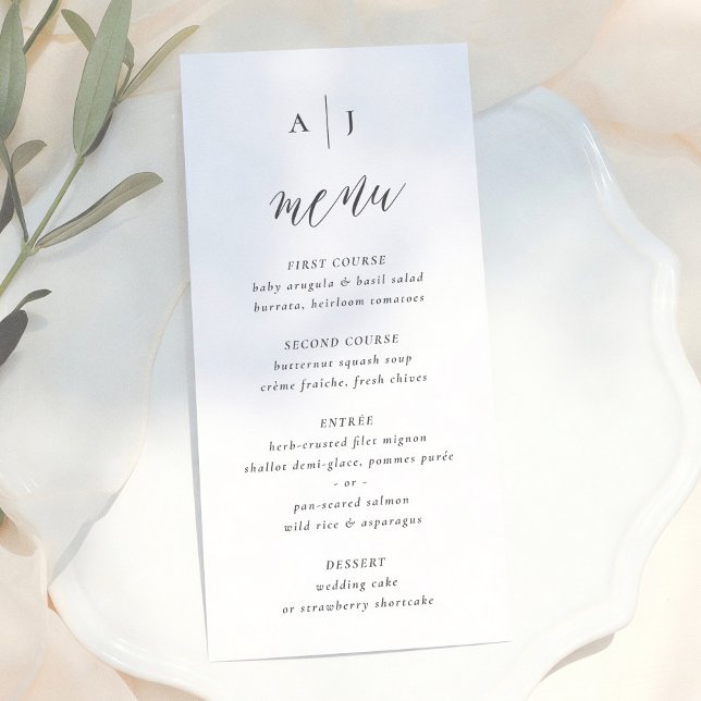 Menu Caligrafia de Monograma de Casamento com Letra Sim (Criador carregado)