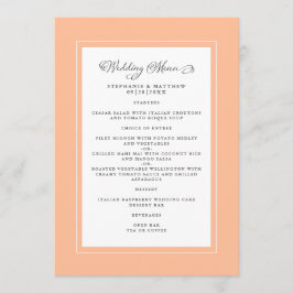 Menu Caligrafia de Noiva Pêssego Elegante Jantar de Con