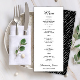 Menu Caligrafia elegante casamento preto e branco
