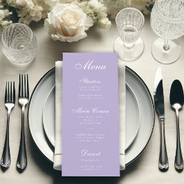 Menu Caligrafia Elegante de Script lavanda Simples Roxo