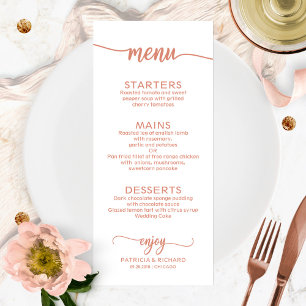 Menu Caligrafia Elegante Rosa Dourada