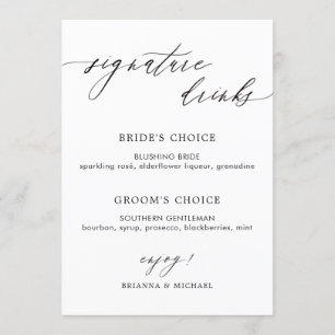 Menu Caligrafia Elegante Simples Bebidas Signature