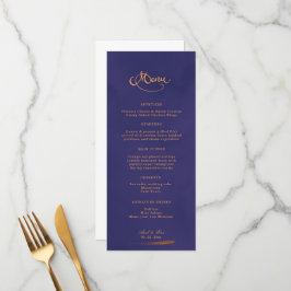 Menu Caligrafia Emerald Purple e Casamento Dourado