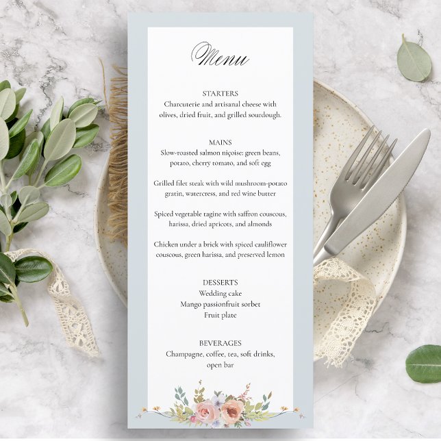 Menu Caligrafia Floral do Pastel Boho (Criador carregado)
