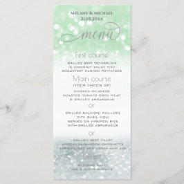 Menu Caligrafia moderna prateada neo mint glittery chic