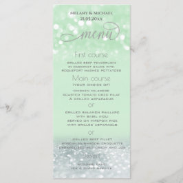 Menu Caligrafia moderna prateada neo verde clara brilha