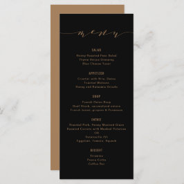 Menu Caligrafia moderna simples, preto e bronze