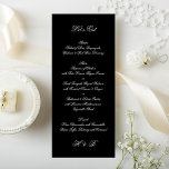 Menu Caligrafia Monograma Casamento Formal Preto e Bran<br><div class="desc">Este cardápio de casamento formal, elegante e tradicional usa caligrafia e monograma em texto preto em papel branco. Esse design simples e limpo, com o uso desse tipo de roteiro de caligrafia, faz dele uma aparência digna e estatizada. Perfeito para qualquer casamento, no entanto, seria incrível para um casamento de...</div>