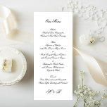 Menu Caligrafia Monograma Casamento Formal Preto e Bran<br><div class="desc">Este cardápio de casamento formal, elegante e tradicional usa caligrafia e monograma em texto preto em papel branco. Esse design simples e limpo, com o uso desse tipo de roteiro de caligrafia, faz dele uma aparência digna e estatizada. Perfeito para qualquer casamento, no entanto, seria incrível para um casamento de...</div>