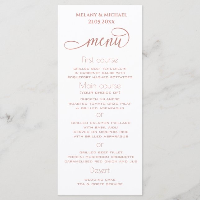 Menu Caligrafia romântica minimalista simples em rosa d (Frente)