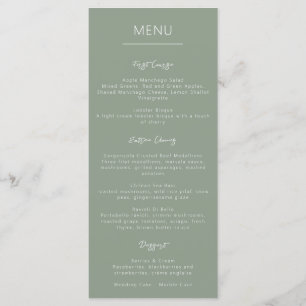 Menu Caligrafia Verde Sage Moderna Simples
