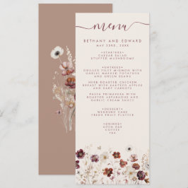 Menu Campo de Flor Silvestre Outonal Bege Casamento
