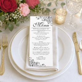 Menu Cantos Decorativos Pretos e Brancos Elegantes Casa