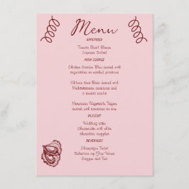 Menu Caprichosos Rabiscos Excêntricos Casamento Rosa