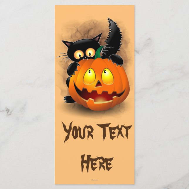 Menu Caráter de Dia das Bruxas Divertidas mordendo um A (Frente)