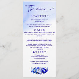 Menu Cardápio Azul e Prata de Casamento Elegante
