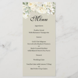 Menu Cardápio Bege Rosas Brancas