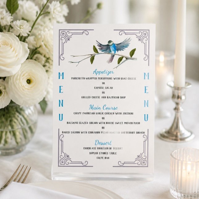 Menu Cardápio Blue Bird of Happiness 11cm x 16cm (Criador carregado)