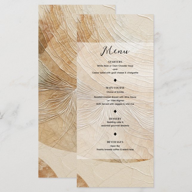 Menu Cardápio Boêmio Boho Elemento Neutro Arejado Natur (Frente/Verso)