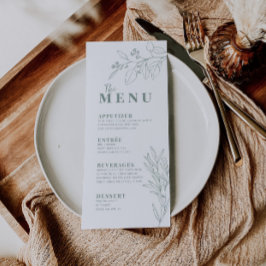Menu Cardápio Boho Verde de Salvia Floral