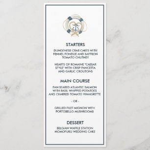 Menu Cardápio Casamento Náutico Marinho e Branco