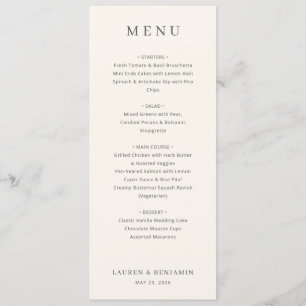 Menu Cardápio Clássico de Casamento Preto