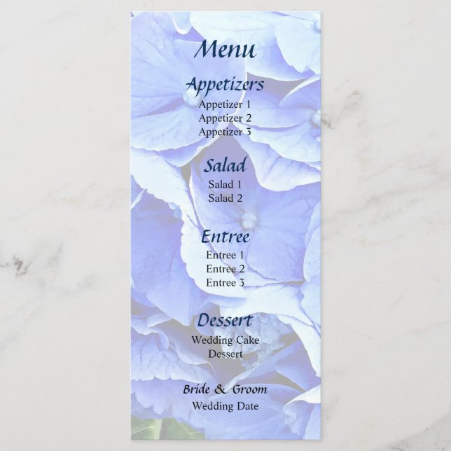 Menu Cardápio da Linda Hortênsia Azul (Frente)
