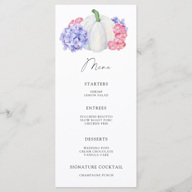 Menu Cardápio de abóbora branca aquarela (Frente)