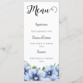 Menu Cardápio de Anêmona Azul e Eucalipto